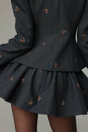 Carissa | Women's Bow Print High Neck Long Sleeve Flared Two Piece Set