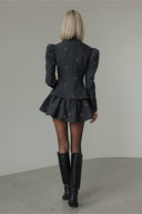 Carissa | Women's Bow Print High Neck Long Sleeve Flared Two Piece Set