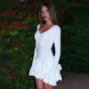 Carolina | Women's Long Flared Sleeve Ruffle Mini Party Dress