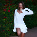 Carolina | Women's Long Flared Sleeve Ruffle Mini Party Dress