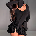 Carolina | Women's Long Flared Sleeve Ruffle Mini Party Dress