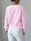 Carys | Women's V Neck Bow Detail Flared Cuff Long Sleeve Cable Knit Cardigan