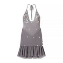 Cecilia | Women's Sequin Halter Backless Ruffle Mini Party Dress
