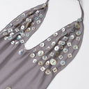 Cecilia | Women's Sequin Halter Backless Ruffle Mini Party Dress