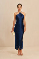 Celestine | Women's Halter Open Back Solid Maxi Dress