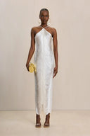 Celestine | Women's Halter Open Back Solid Maxi Dress