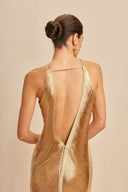 Celestine | Women's Halter Open Back Solid Maxi Dress