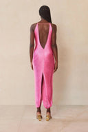 Celestine | Women's Halter Open Back Solid Maxi Dress