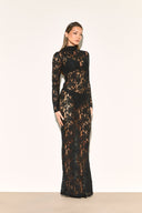 Chloe | Women's High Neck Sheer Long Sleeve Floral Lace Maxi Dress