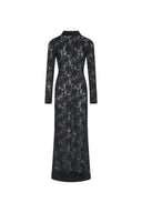 Chloe | Women's High Neck Sheer Long Sleeve Floral Lace Maxi Dress
