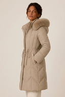 Christa | Women's Drawstring Waist Zip Front Long Puffer Jacket