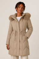 Christa | Women's Drawstring Waist Zip Front Long Puffer Jacket