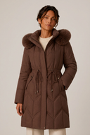Christa | Women's Drawstring Waist Zip Front Long Puffer Jacket