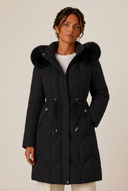 Christa | Women's Drawstring Waist Zip Front Long Puffer Jacket