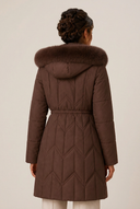 Christa | Women's Drawstring Waist Zip Front Long Puffer Jacket
