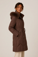 Christa | Women's Drawstring Waist Zip Front Long Puffer Jacket