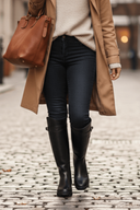 Claribel | Women's Round Toe Buckle Strap Low Heel Boots