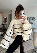 Clementina | Women's Wide Sleeve Oversized Contrast Sweater