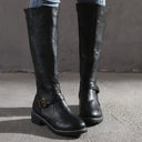 Cleora | Women's Casual Round Toe Block Knee High Heel Boots
