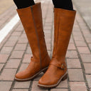Cleora | Women's Casual Round Toe Block Knee High Heel Boots