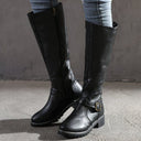 Cleora | Women's Casual Round Toe Block Knee High Heel Boots