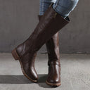 Cleora | Women's Casual Round Toe Block Knee High Heel Boots