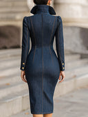 Collins | Women's Three-Quarter Sleeve Denim Pencil Midi Dress