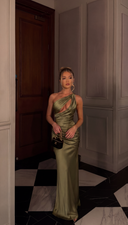 Cordelia | Women's One Shoulder Formal Satin Maxi Autumn Occasion Dress
