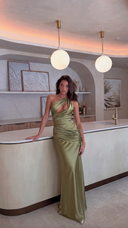 Cordelia | Women's One Shoulder Formal Satin Maxi Autumn Occasion Dress