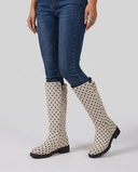 Cosima | Women's Polka Dot Round Toe Buckle Side Zip Lug Sole Knee High Boots