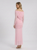 Crystal | Women's Off Shoulder Ruched Long Sleeve Maxi Wedding Guest Dress