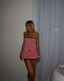 Daisy | Women's Strapless Buckle Detail Knit Mini Dress