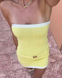 Daisy | Women's Strapless Buckle Detail Knit Mini Dress