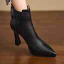 Dania | Women's Pointed Toe Buckle Side Strap Flared Heel Ankle Boots