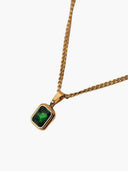 Danielle | Women's Rectangular Pendant Chain Framed Stone Detail Necklace