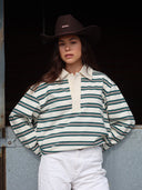 Darcie | Women's Collared Striped Polo Long Sleeve Sweater Top