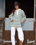 Darcie | Women's Collared Striped Polo Long Sleeve Sweater Top