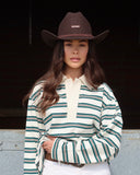 Darcie | Women's Collared Striped Polo Long Sleeve Sweater Top