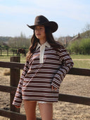 Darcie | Women's Collared Striped Polo Long Sleeve Sweater Top