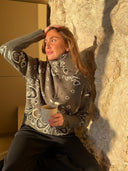 Delaney | Women's Paisley Zip Up Knit Cardigan