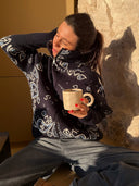 Delaney | Women's Paisley Zip Up Knit Cardigan