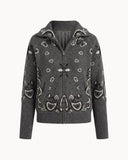 Delaney | Women's Paisley Zip Up Knit Cardigan