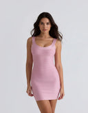 Delara | Women's Party Scoop Neck Wide Strap Sleeveless Metallic Mini Dress