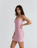 Delara | Women's Party Scoop Neck Wide Strap Sleeveless Metallic Mini Dress