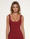 Delara | Women's Party Scoop Neck Wide Strap Sleeveless Metallic Mini Dress