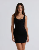 Delara | Women's Party Scoop Neck Wide Strap Sleeveless Metallic Mini Dress