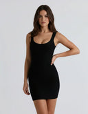 Delara | Women's Party Scoop Neck Wide Strap Sleeveless Metallic Mini Dress