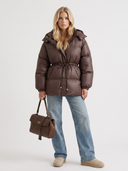 Delcie | Women's Hooded Drawstring Waist Zip Front Puffer Jacket