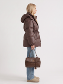 Delcie | Women's Hooded Drawstring Waist Zip Front Puffer Jacket