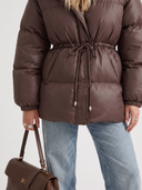 Delcie | Women's Hooded Drawstring Waist Zip Front Puffer Jacket